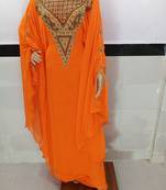 orenge georgette moroccan kaftan with zari and stone work 