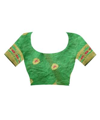 Women   s red South Cotton Designer saree With Jacquard butta All Over 4