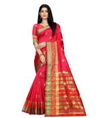 Women   s peach South Cotton Designer saree With Jacquard butta All Over