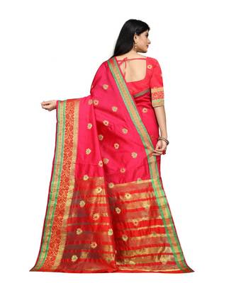 Women   s peach South Cotton Designer saree With Jacquard butta All Over 3