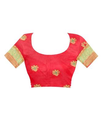 Women   s peach South Cotton Designer saree With Jacquard butta All Over 4