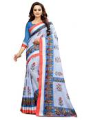 Women   s multicolor Pure linen Printed Designer Saree