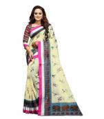 Women   s muticolor Pure linen Printed Designer Saree