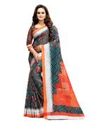 Women   s multicolor Pure linen Printed Designer Saree