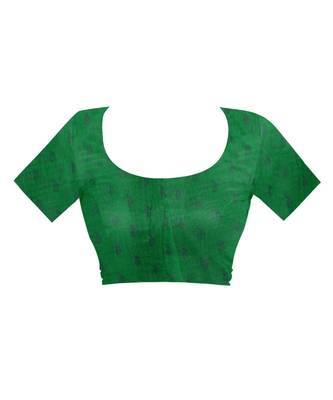 Women   s green Pure linen Printed Designer Saree 4
