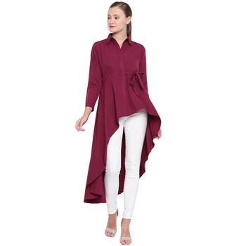 maroon printed Crepe kurti 1
