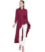 maroon printed Crepe kurti