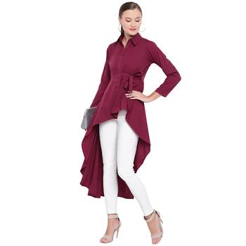 maroon printed Crepe kurti 2