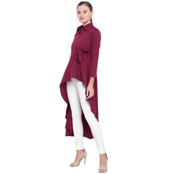 maroon printed Crepe kurti 3