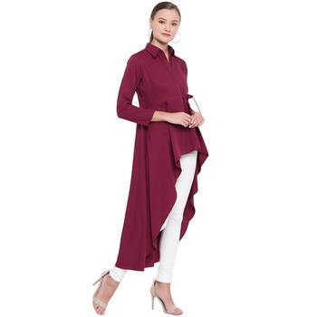 maroon printed Crepe kurti 4