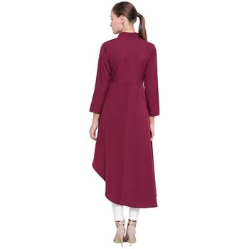 maroon printed Crepe kurti 5