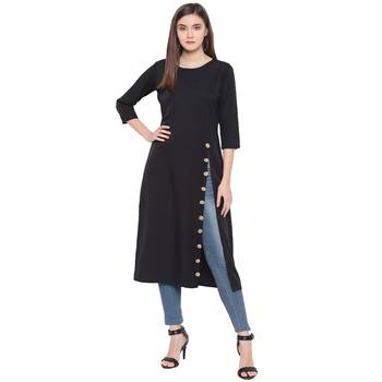Black printed Crepe kurti 1