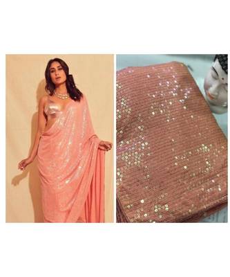 peach sequins Sana Silk Partywear bollywood saree with blouse 1