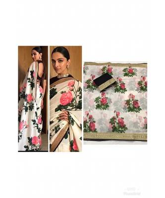 tomato Digital printed chanderi silk partywear bollywood saree with  blouse 1