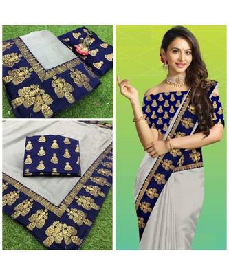 grey Chanderi silk Partywear Bollywood saree with blouse 1
