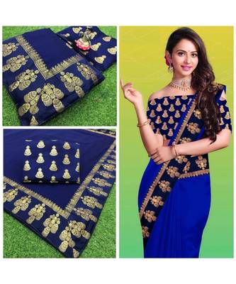 blue Chanderi silk Partywear Bollywood saree with blouse 1