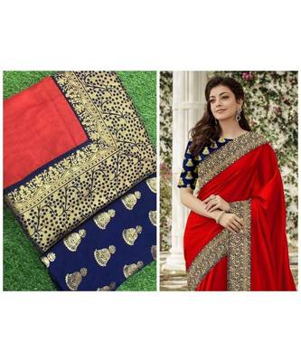 red Chanderi Silk Partywear Bollywood Saree with blouse 1