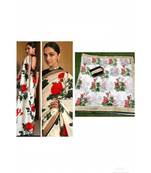 red Digital printed chanderi silk partywear bollywood saree with  blouse