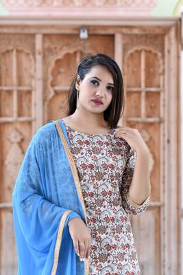 Maroon Stylish Women 3 Piece printed kurta Palazzo Set With  heavy Naznin Duppata 2