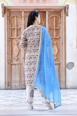 Maroon Stylish Women 3 Piece printed kurta Palazzo Set With  heavy Naznin Duppata 3