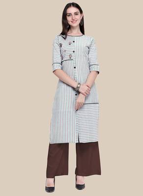 Multicolor Embroidered Cotton Blend Stitched Straight Palazoo Kurta sets 1