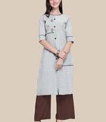 Multicolor Embroidered Cotton Blend Stitched Straight Palazoo Kurta sets