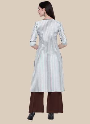 Multicolor Embroidered Cotton Blend Stitched Straight Palazoo Kurta sets 2