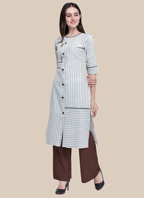 Multicolor Embroidered Cotton Blend Stitched Straight Palazoo Kurta sets 3