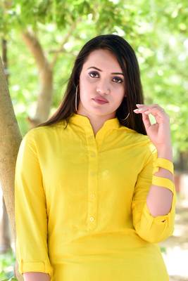 Yellow Stylish Solid Women Crape Kurta 2