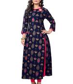 Blue Printed Rayon Kurtas And Kurtis