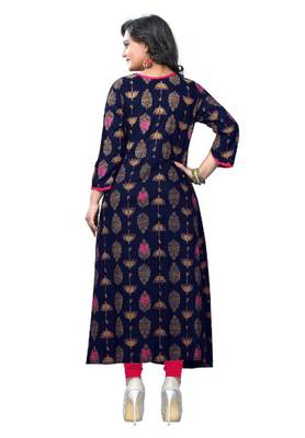 Blue Printed Rayon Kurtas And Kurtis 2