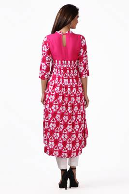 Geroo Jaipur Pink embroidered rayon ethnic-kurtis 4