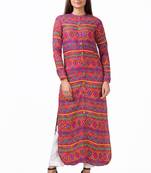 Geroo Jaipur Red printed rayon ethnic-kurtis