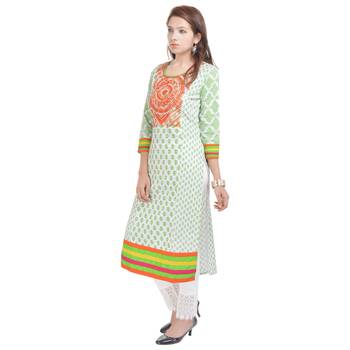   White embroidered cotton ethnic kurtis 2