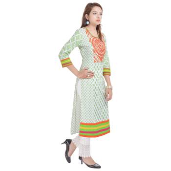   White embroidered cotton ethnic kurtis 3
