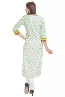   White embroidered cotton ethnic kurtis