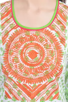   White embroidered cotton ethnic kurtis