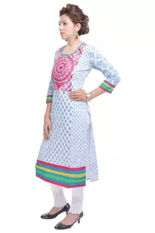   White embroidered cotton ethnic kurtis