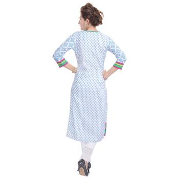   White embroidered cotton ethnic kurtis 4