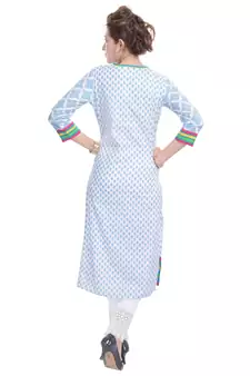   White embroidered cotton ethnic kurtis