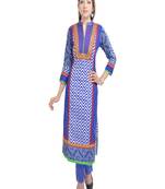 Geroo Jaipur Blue embroidered cotton ethnic-kurtis