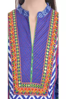   Blue embroidered cotton ethnic kurtis