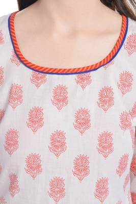    White printed cotton ethnic kurtis 4