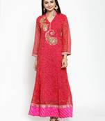 Pink Hand Embroidered Georgette Anarkali Kurta