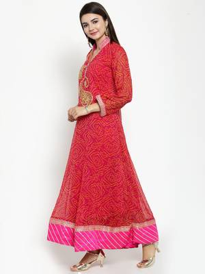 Pink Hand Embroidered Georgette Anarkali Kurta 2