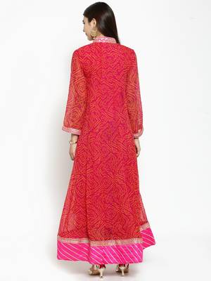 Pink Hand Embroidered Georgette Anarkali Kurta 4