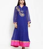 Blue Hand Embroidered Georgette Anarkali Kurta