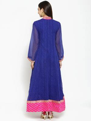 Blue Hand Embroidered Georgette Anarkali Kurta 4
