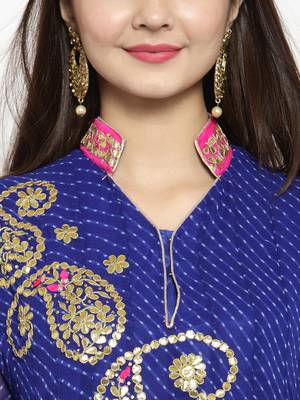 Blue Hand Embroidered Georgette Anarkali Kurta 5