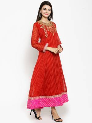 Red embroidered georgette ethnic-kurtis 2